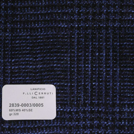 2839-0003/0005 Cerruti Lanificio - Vải Suit 100% Wool - Xanh Dương Trơn